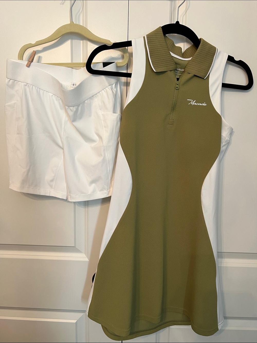 Nkcode Olive Green & White Sleeveless Polo Dress golf